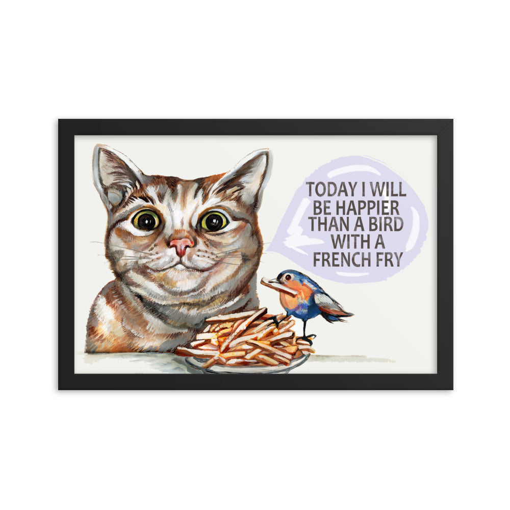 Happy Cat Framed poster – Cats, Dogs and In Betweens